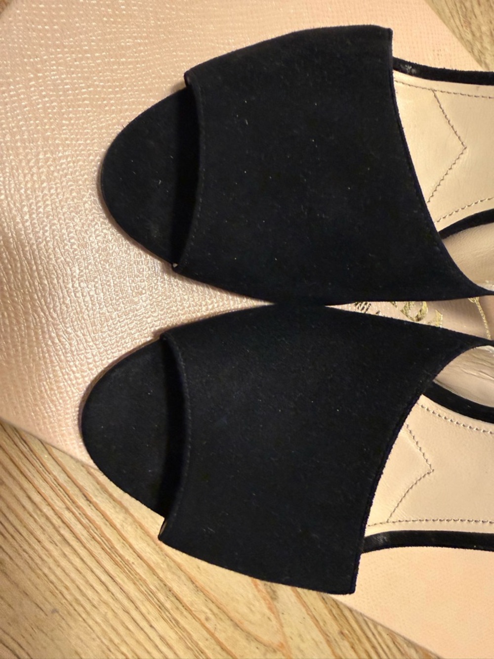 Barely worn!!! Prada Black Suede Open-Toe Ankle Strap Heels - Picture 6 of 11